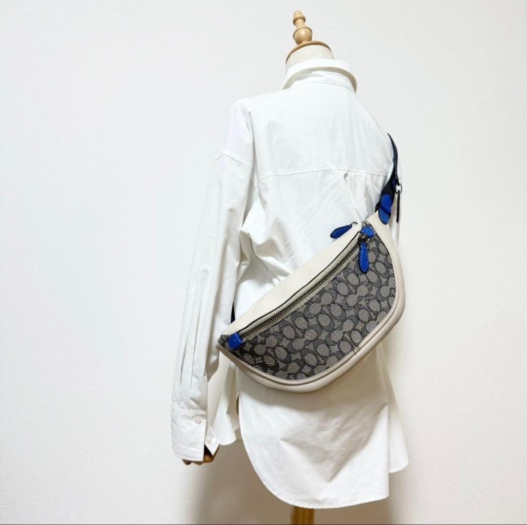 COACH コーチ リーグベルトバッグ ジャガード シグネチャー