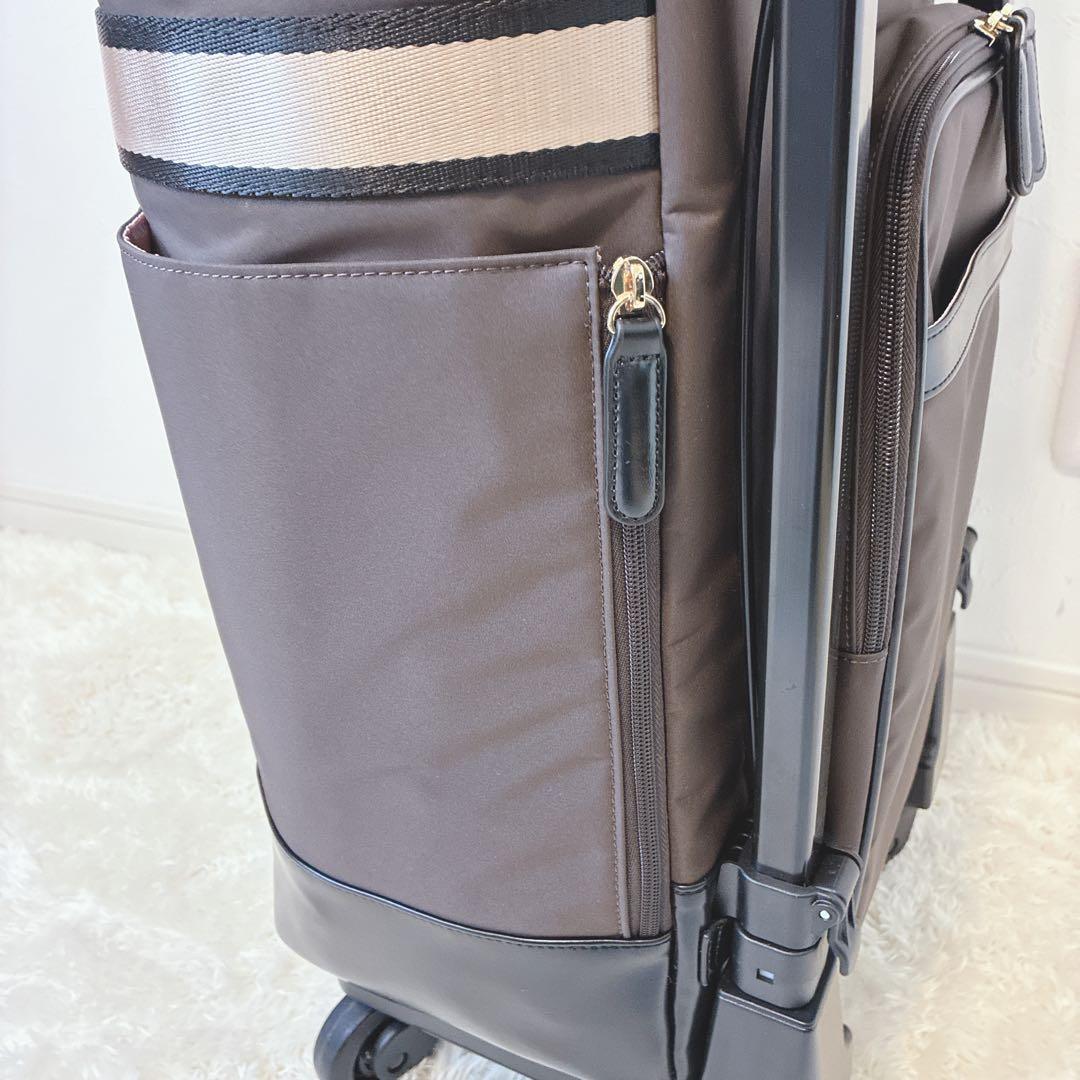 極美品 スワニー キャリーカート リボンテープアクセント トートバッグ ブラウン