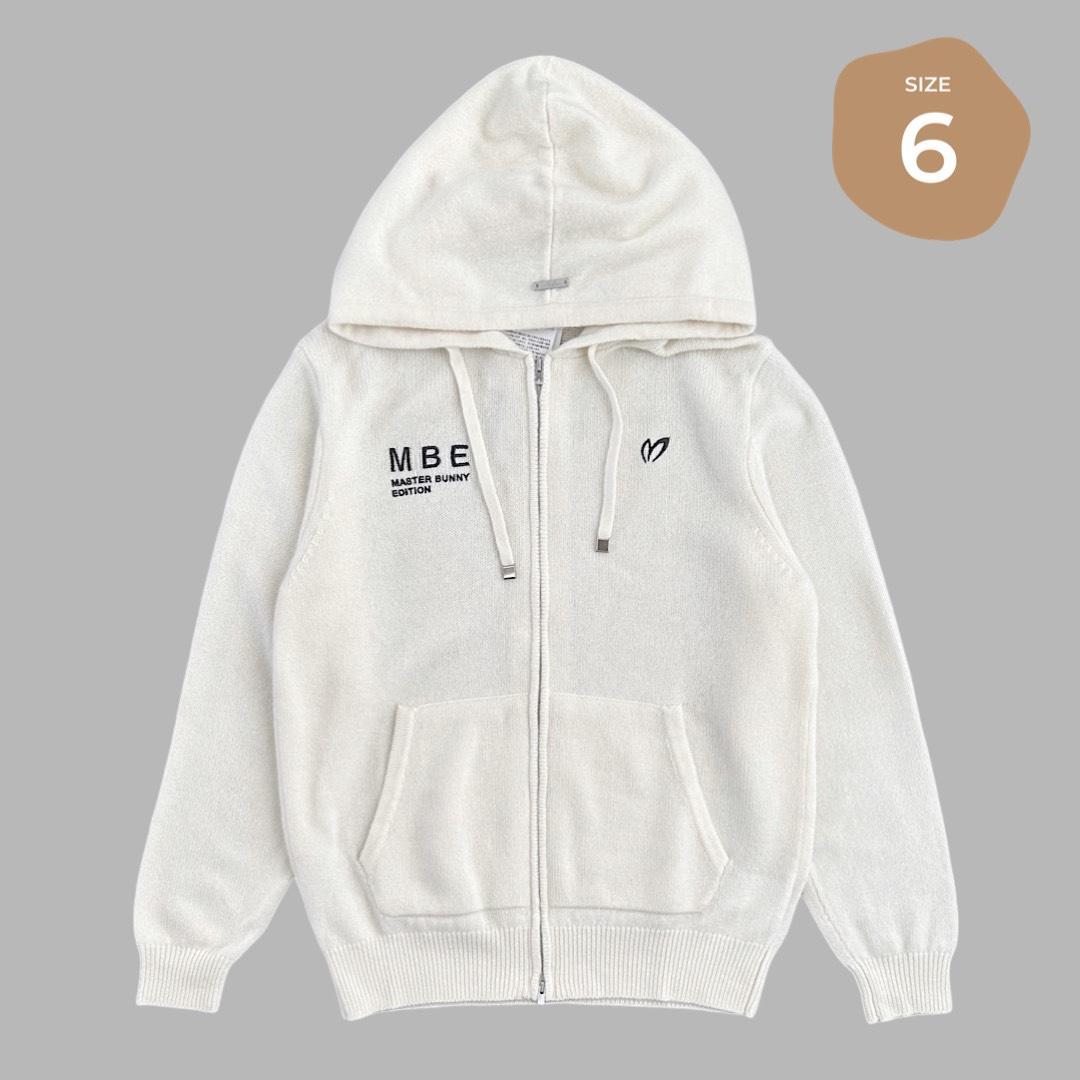 548 マスターバニー カシミヤ100% ニットパーカー メンズ 白 6 LL