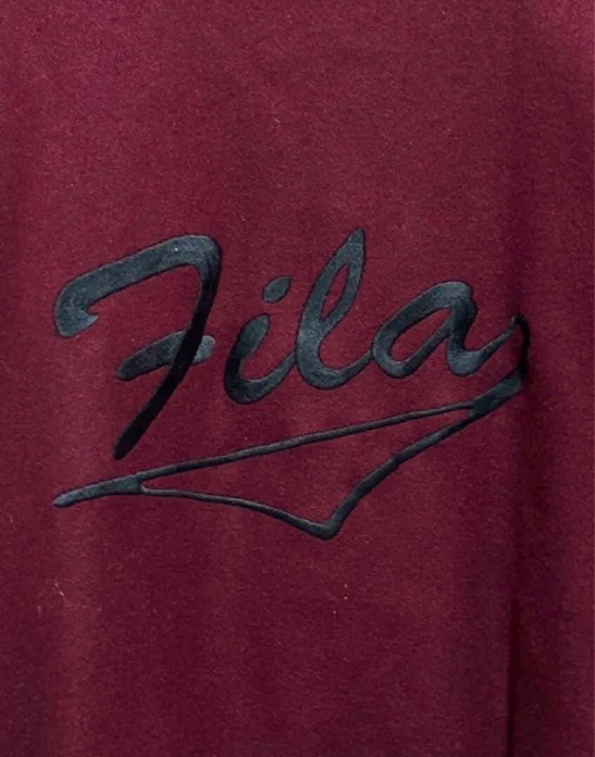 90's ヴィンテージ FILA フィラ ビッグ刺繍 袖革 スタジャン
