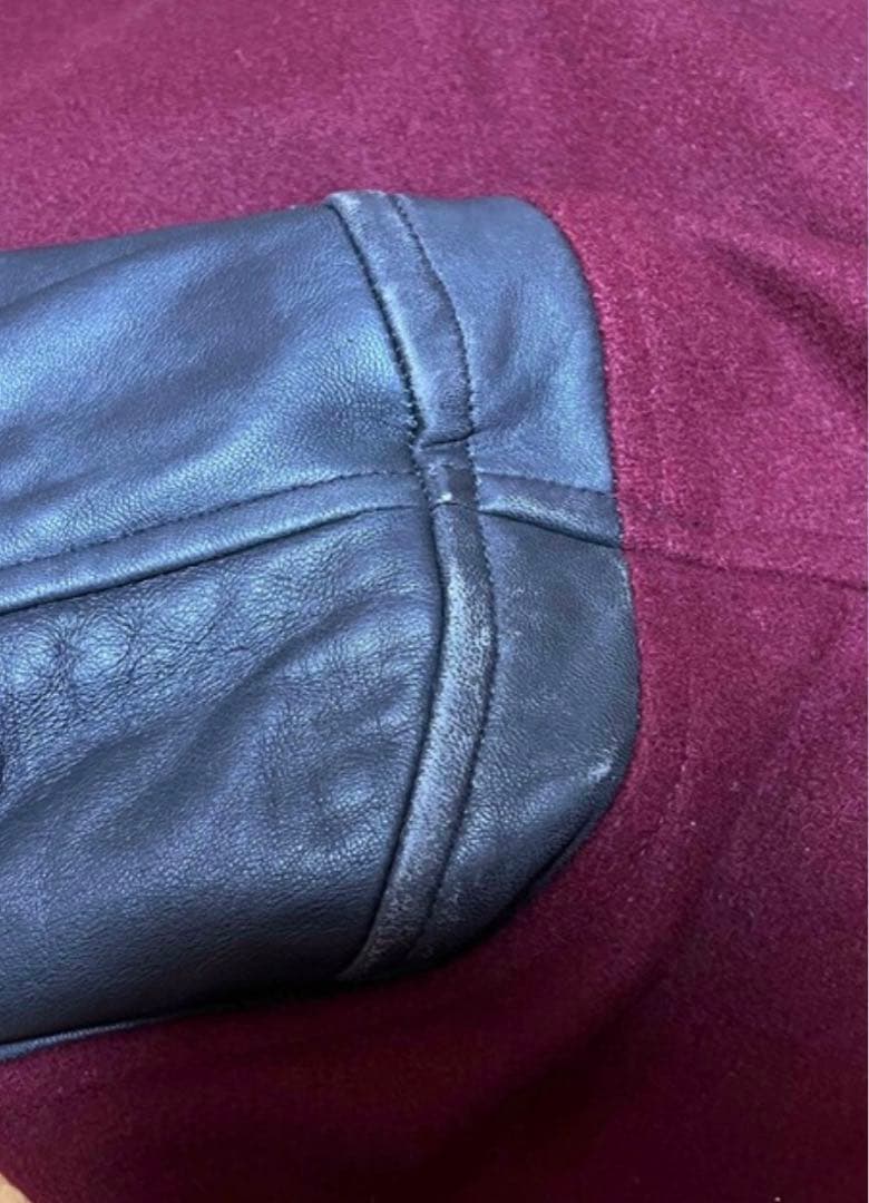 90's ヴィンテージ FILA フィラ ビッグ刺繍 袖革 スタジャン