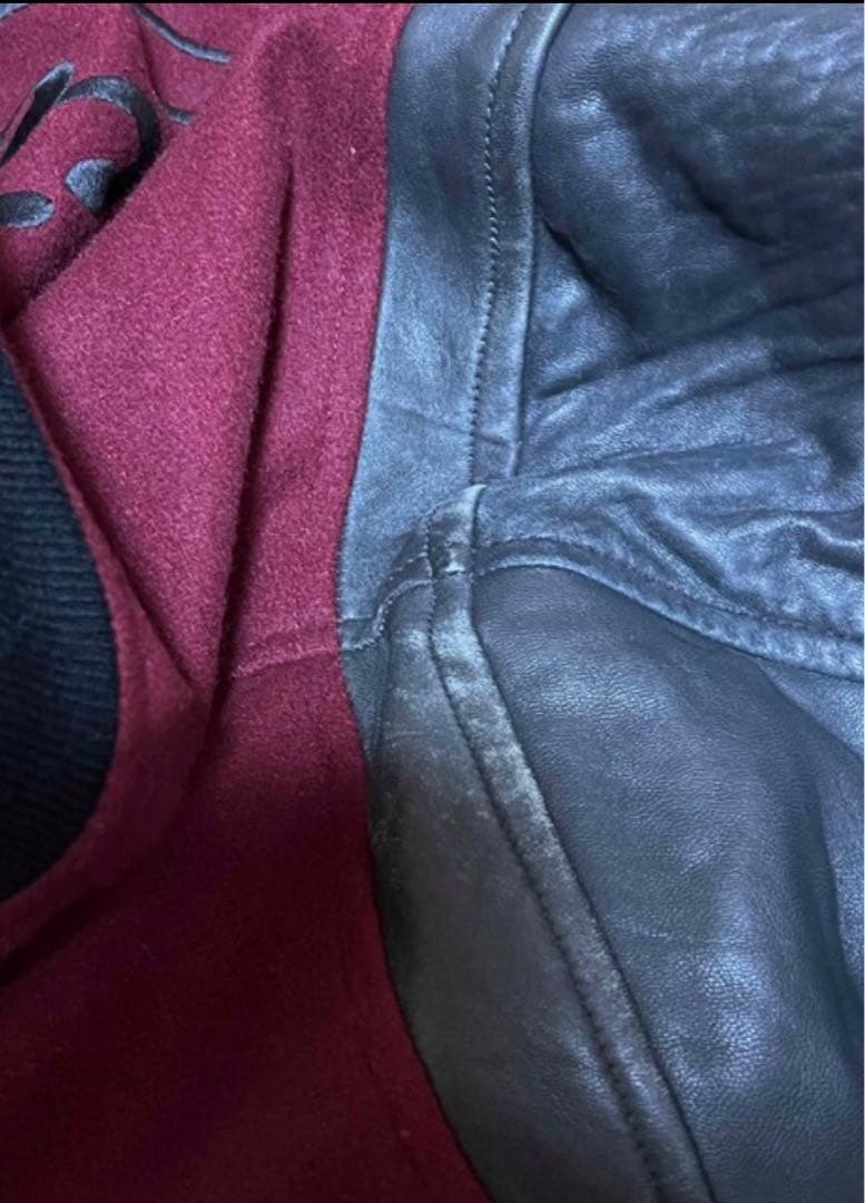 90's ヴィンテージ FILA フィラ ビッグ刺繍 袖革 スタジャン