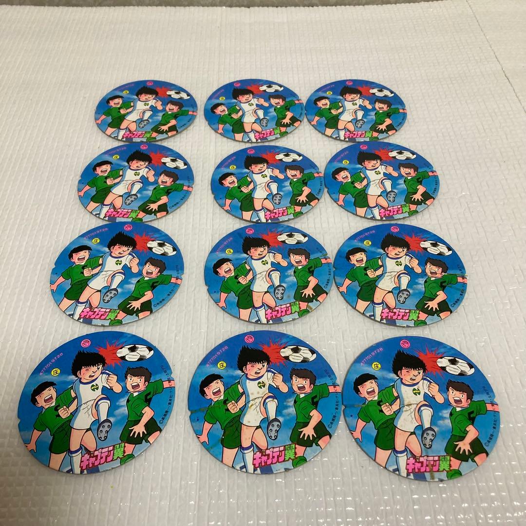 TS60 昭和レトロ キャプテン翼 メンコ 輪ゴム劣化跡あり 当時物 3種