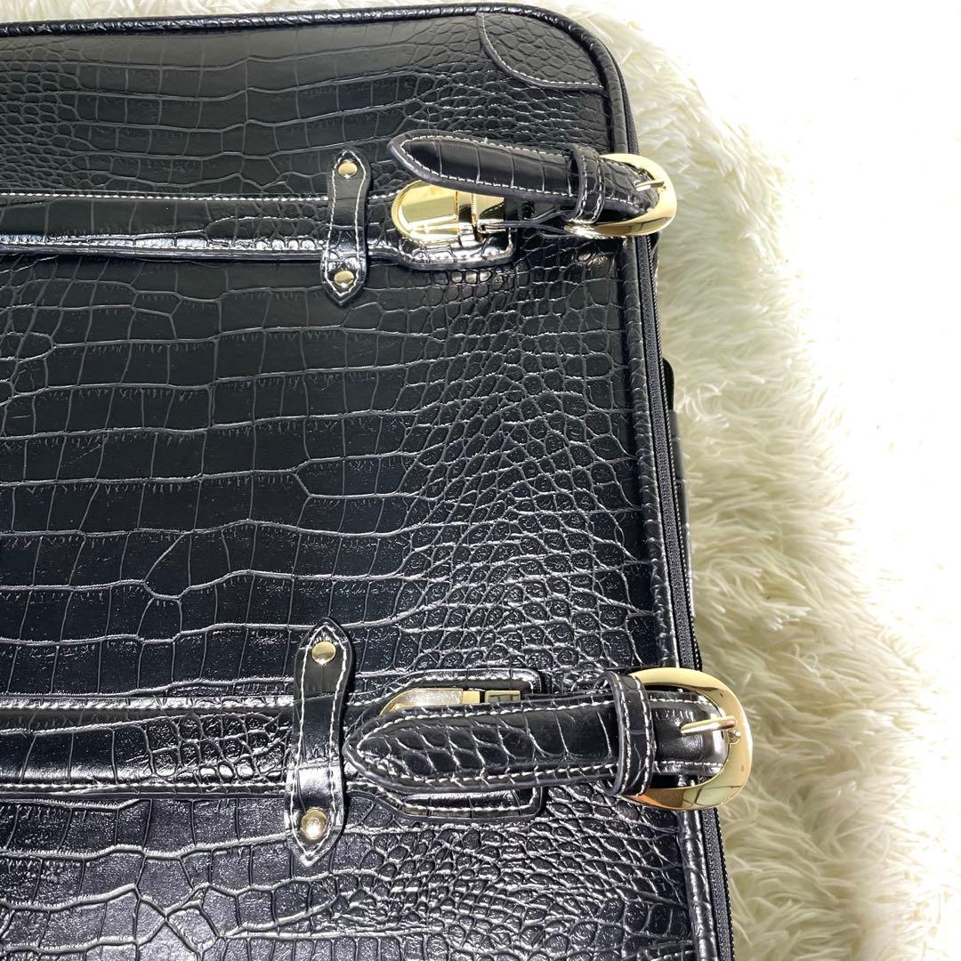 SWANY スワニー クロコ型押し キャリー ブラック