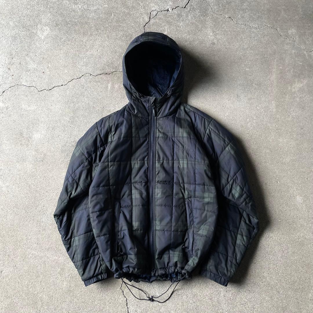 Columbia hooded puffer jacket check navy L108187862 アウ