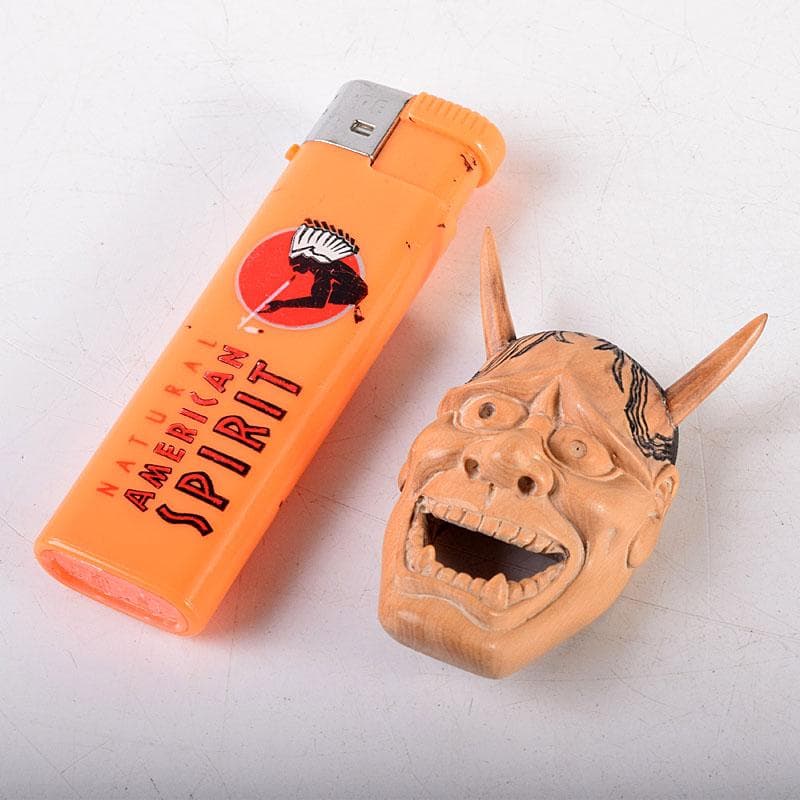 時代提げ物 木彫 面根付 能面 お面 般若面 C 7926