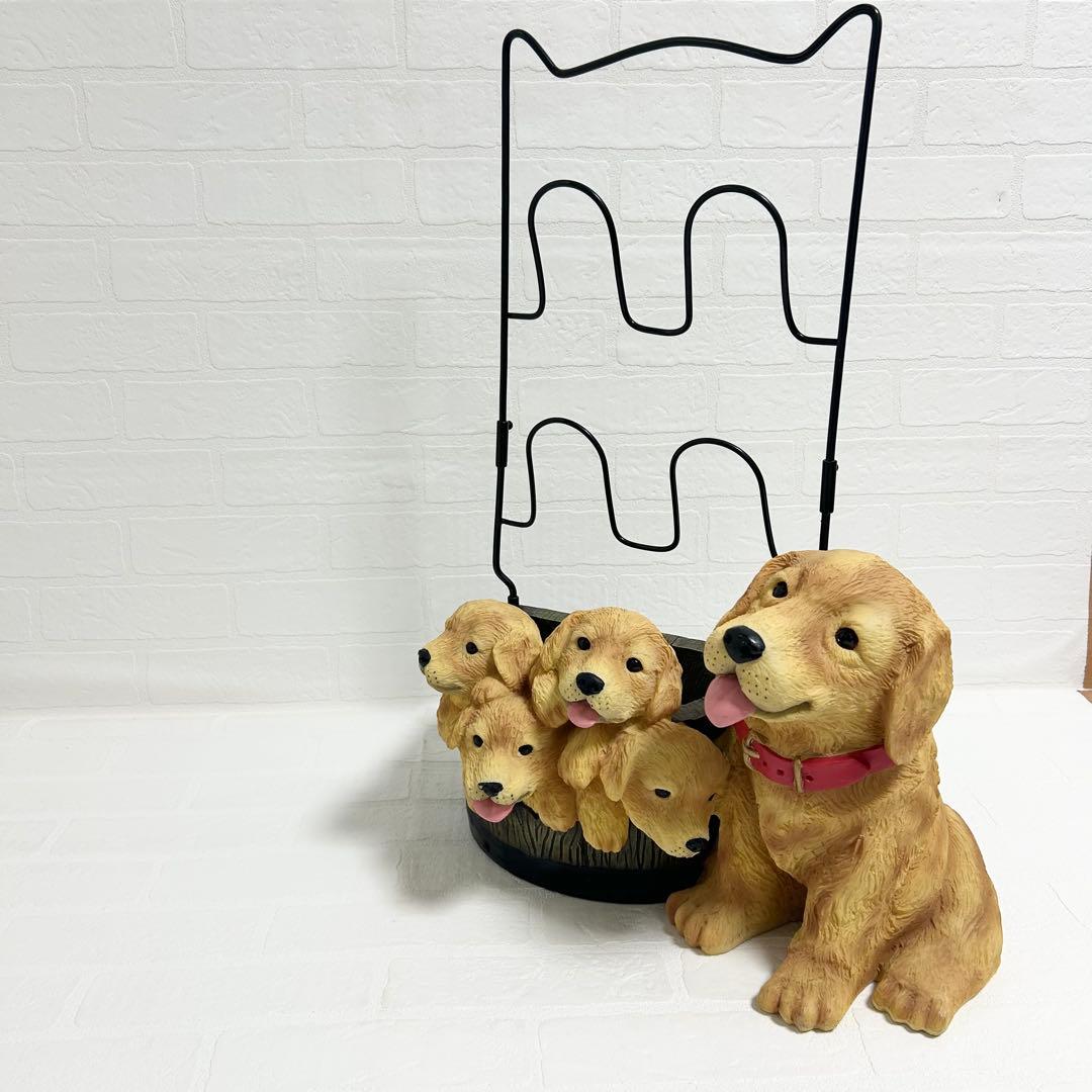 陶器製　ゴールデンレトリバー親子のスリッパラック