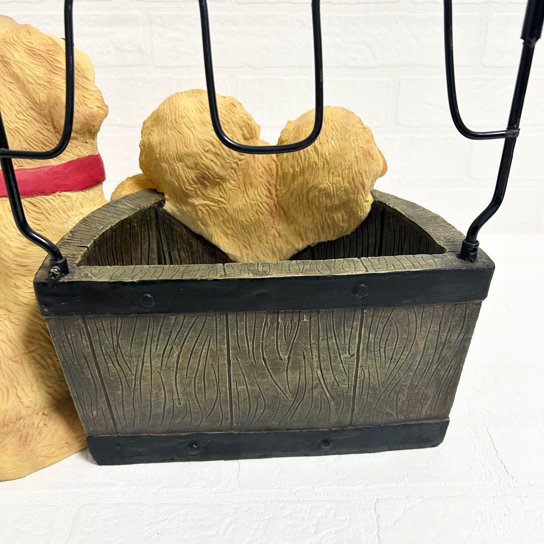 陶器製　ゴールデンレトリバー親子のスリッパラック