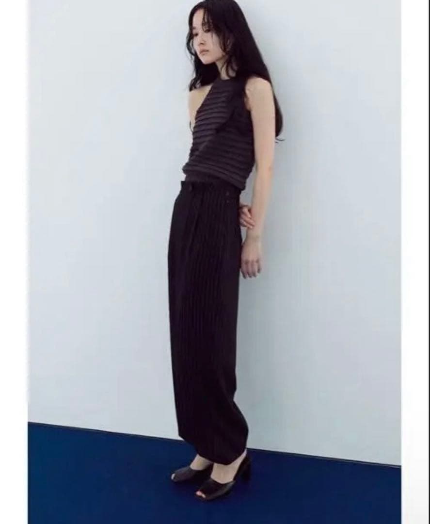 Meer.】ストライプラップバルーンパンツBLK