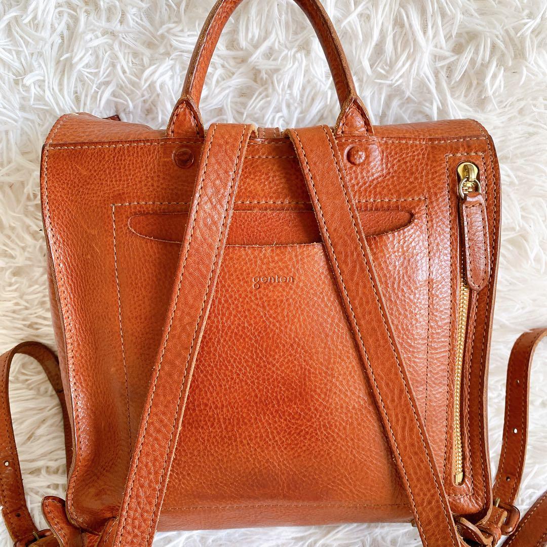 genten ゲンテン 封筒型 リュック レザー キャメル　ブラウン