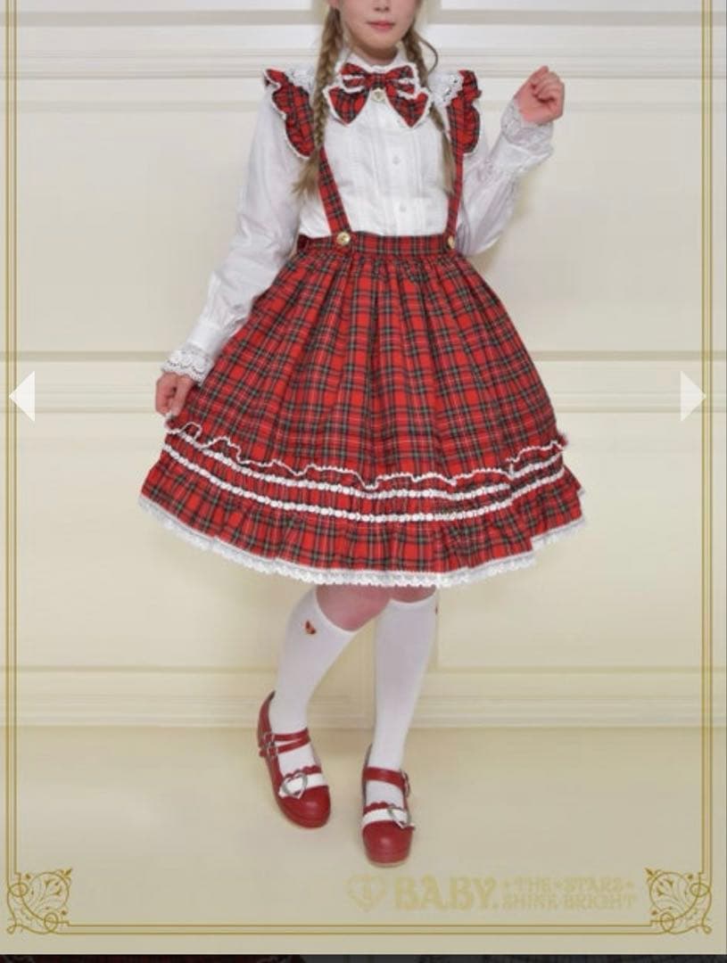 実物写真有】baby タータンチェックスカート エンジ Anniversary