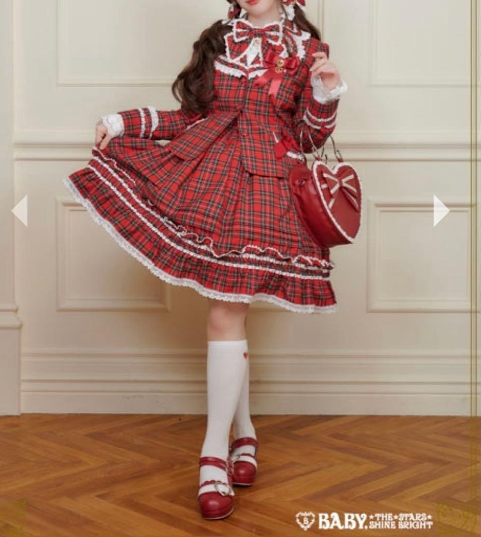 実物写真有】baby タータンチェックスカート エンジ Anniversary
