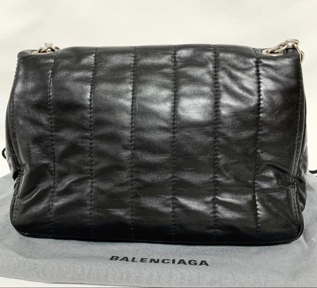 バレンシアガ　モナコ　チェーンショルダー　BB金具　キルティング　ブラック