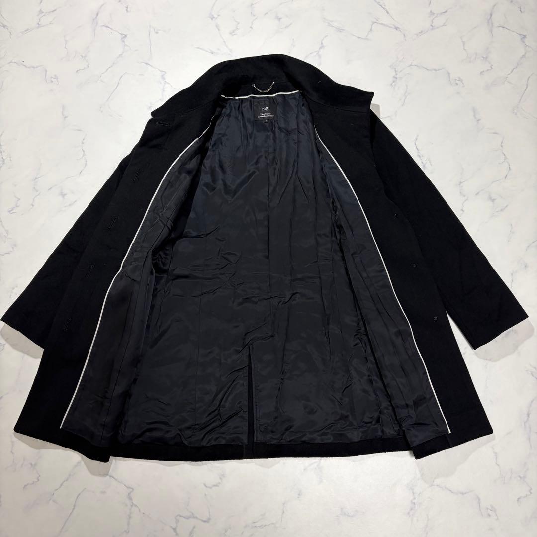 23区 スタンドカラーコート カシミヤ100% 黒 40サイズ Aライン