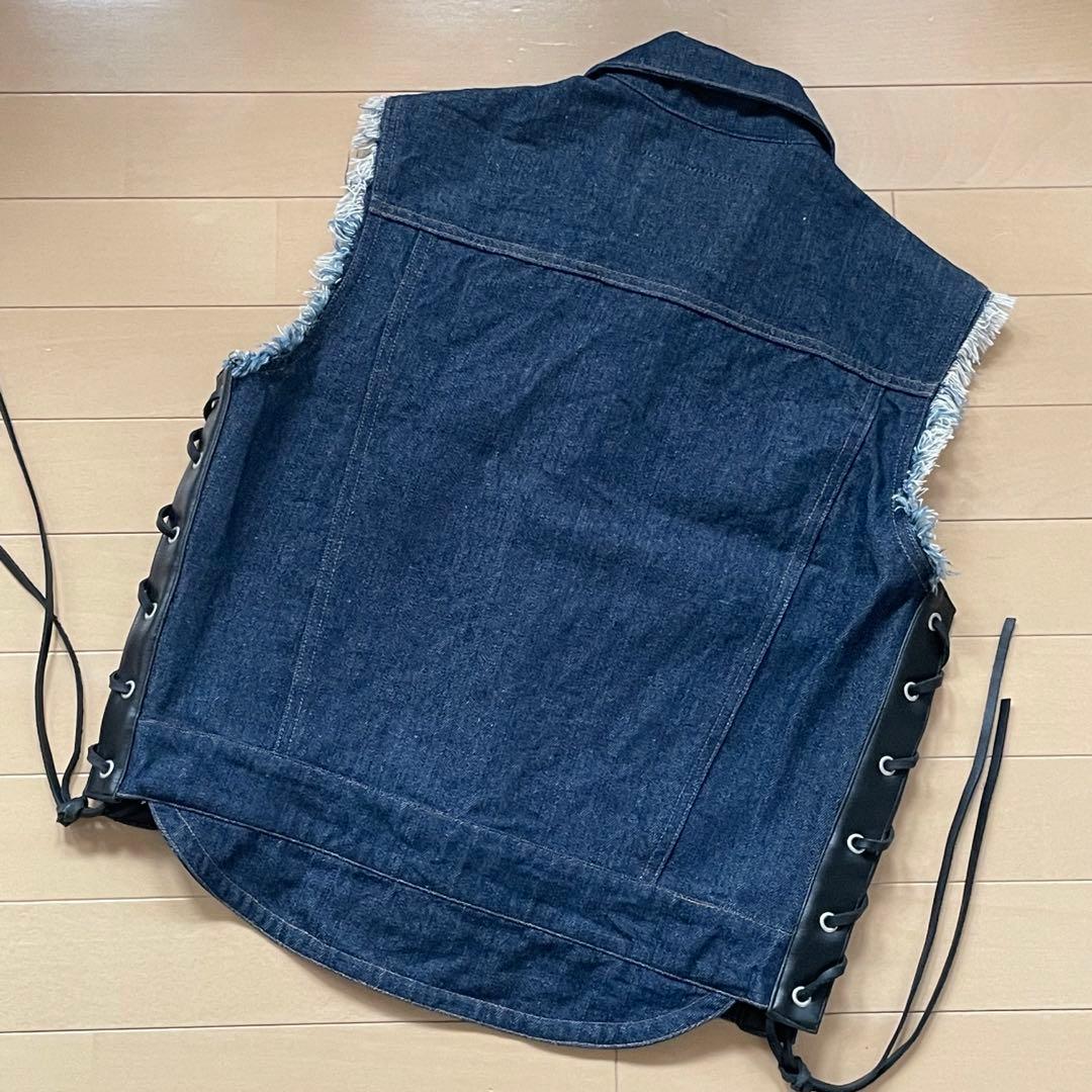 KADOYA バイカーデニムベスト2絶版品フリンジ付き Lサイズ 試着のみ新品