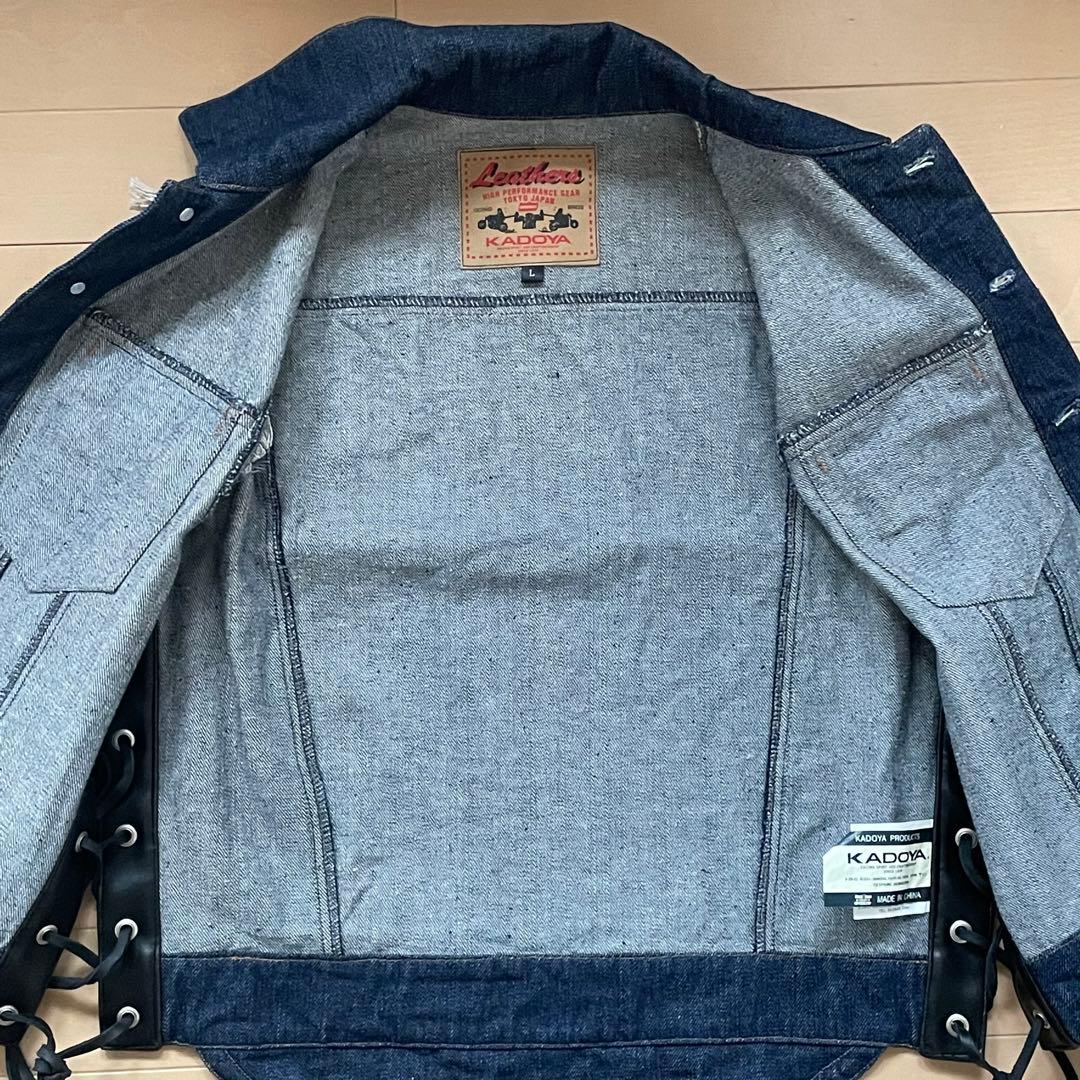 KADOYA バイカーデニムベスト2絶版品フリンジ付き Lサイズ 試着のみ新品