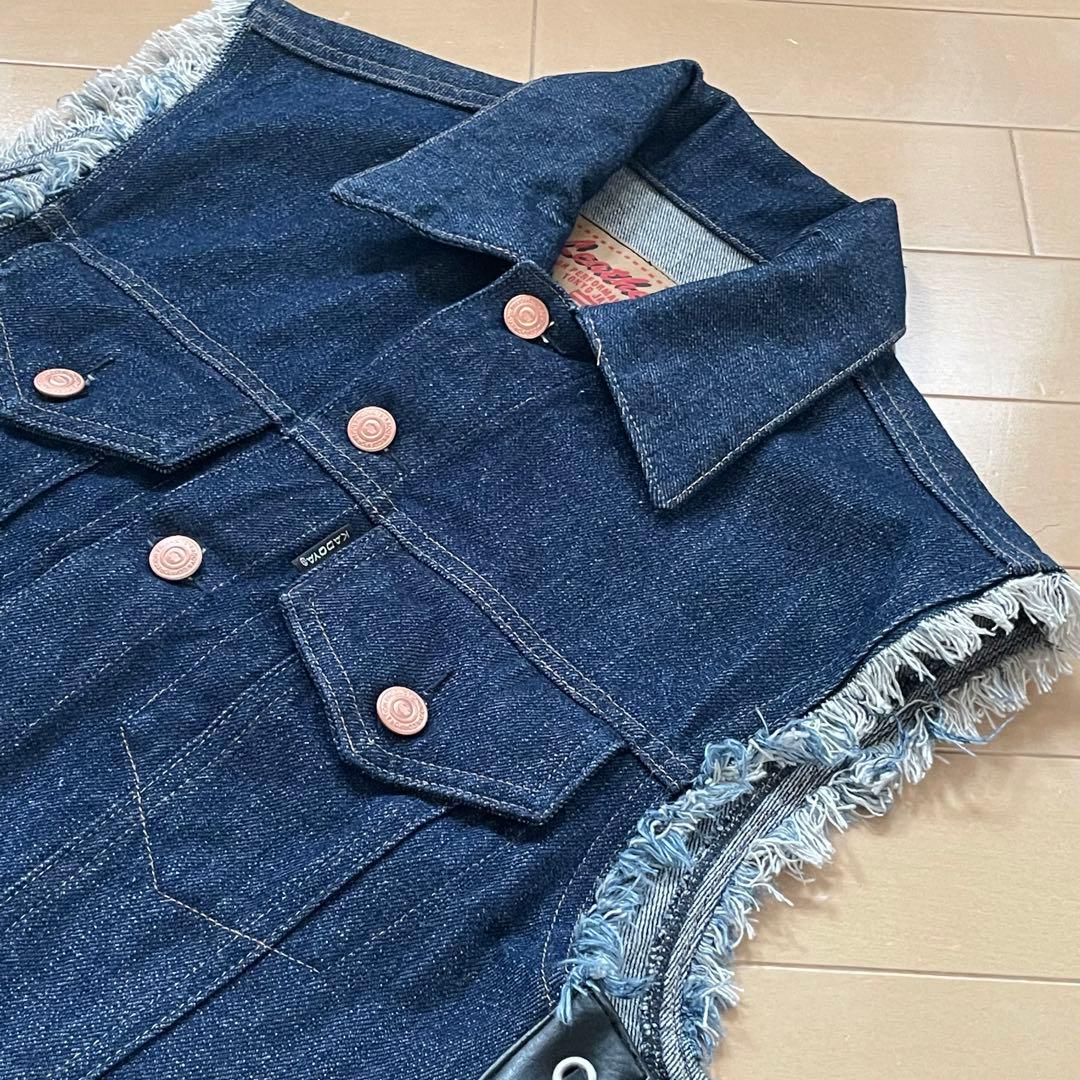KADOYA バイカーデニムベスト2絶版品フリンジ付き Lサイズ 試着のみ新品