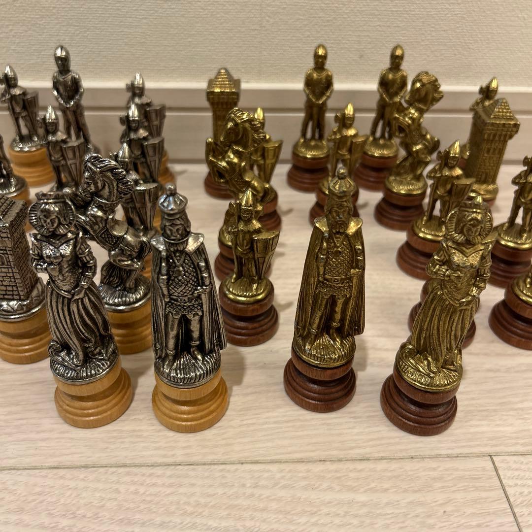 アンティークイタリア製チェス駒32個セットインテリア小物ミニチュア女神馬キング