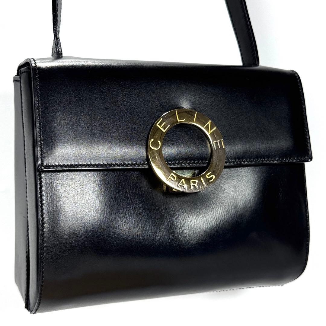 希少✨ CELINE セリーヌ サークルロゴ レザーショルダーバッグ