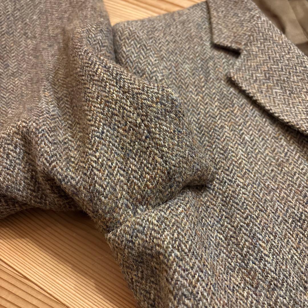 極上デッド級】80s USA製 ハリスツイード 稀少マスタードパイピング L