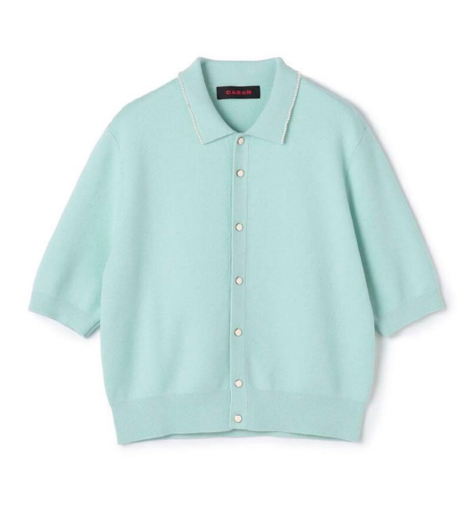 CABaNキャバンコットンカシミヤパールポロカーディガン