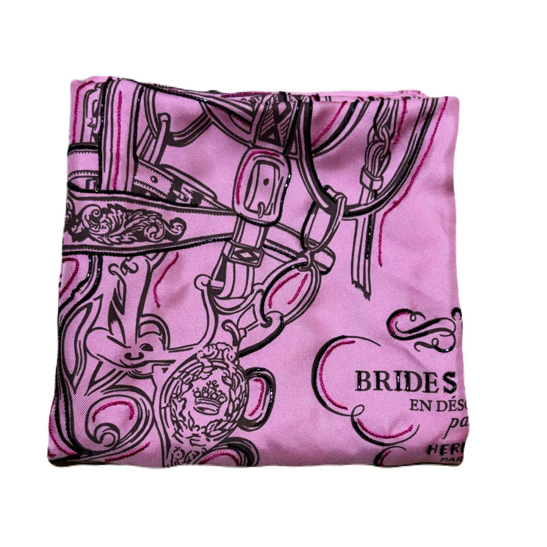 HERMES カレ 70 《ブリッド・ドゥ・ガラ》スカーフ ピンク タグ欠損