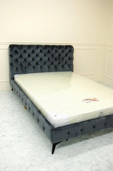 大阪府内限定　ダブルベッド マットレス付き モケット ベロア グレー