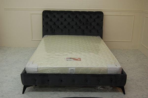 大阪府内限定　ダブルベッド マットレス付き モケット ベロア グレー