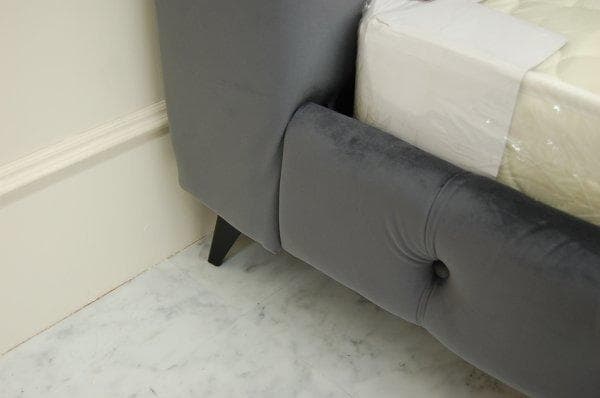 大阪府内限定　ダブルベッド マットレス付き モケット ベロア グレー