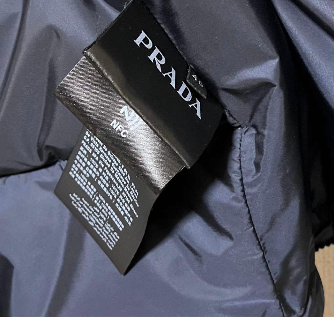 PRADA ダウンベスト コーデュロイ 黒 46 M 三角ロゴ