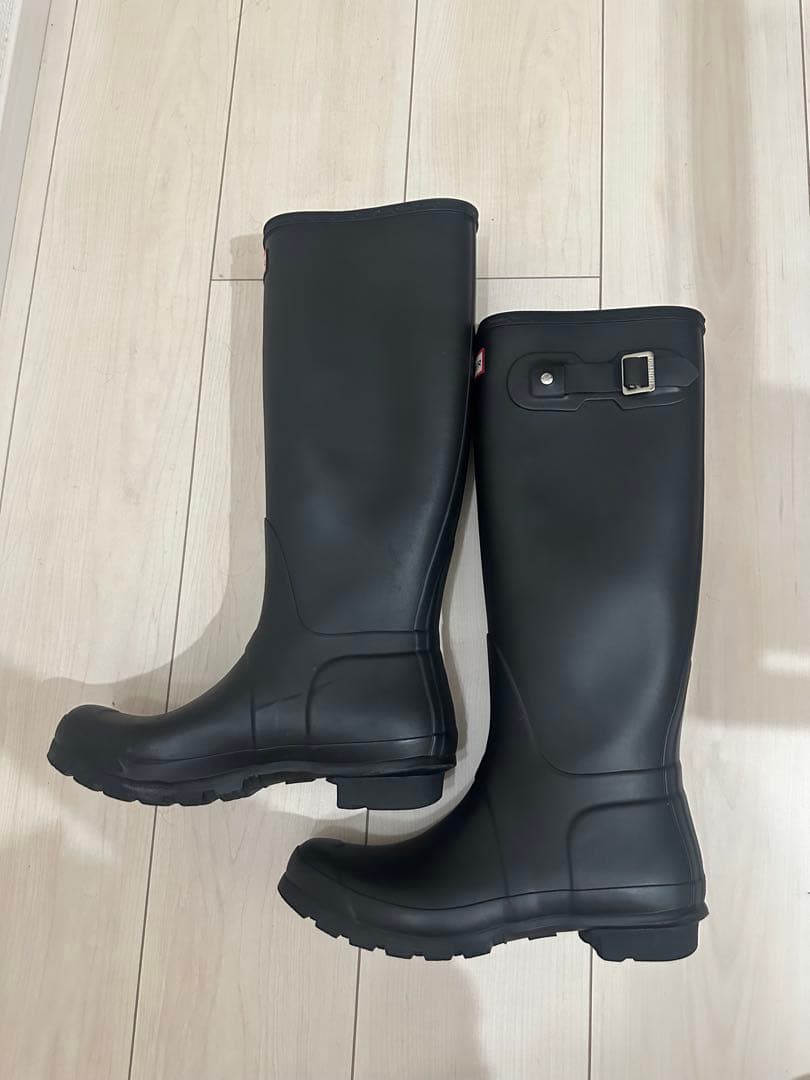 HUNTER ブラック ロングブーツ バックル付き