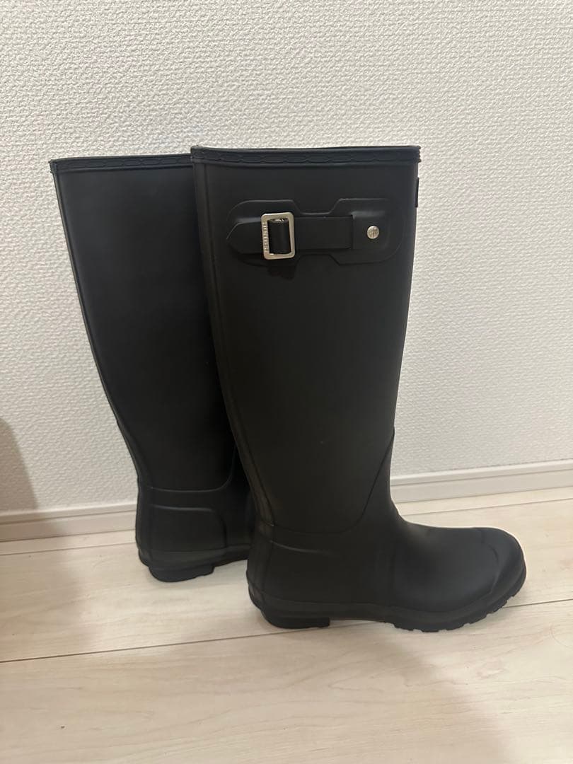 HUNTER ブラック ロングブーツ バックル付き