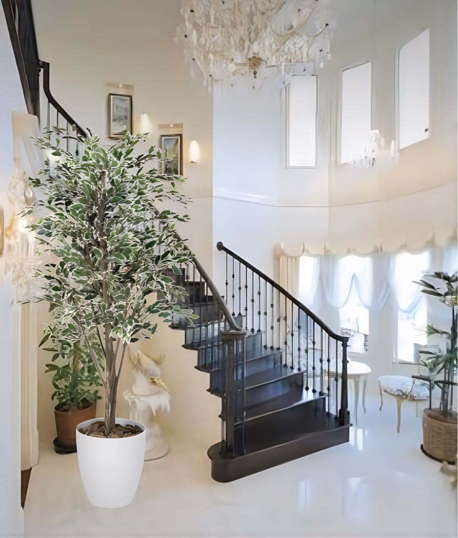 光触媒　人工観葉植物　フェイクグリーン　ベンジャミンツリー斑入リ 1.8m