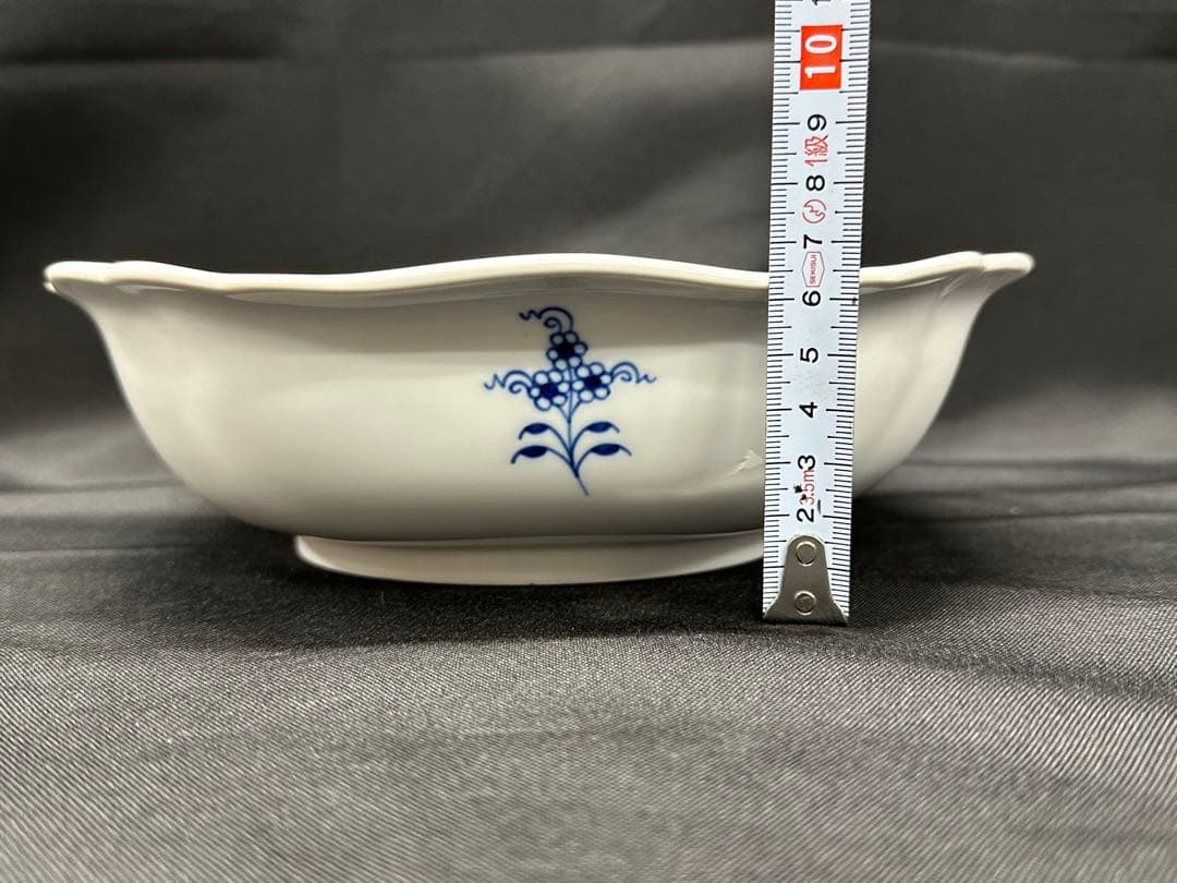 【美品】meissen マイセン　ブルーオニオン　スクエア　23cm ボウル