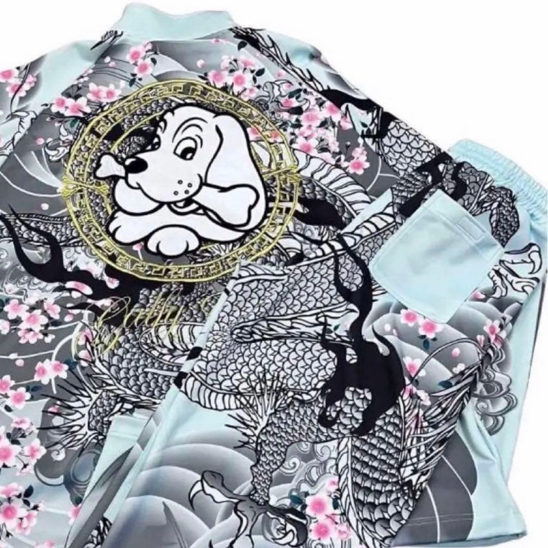 ガルフィー　セットアップ　和柄　中型犬　ミントグリーン　四代目卍 ジャ