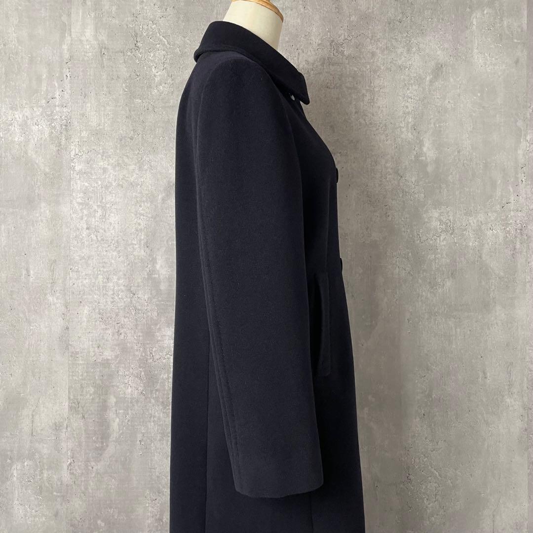【美品】アクアスキュータム カシミア混 ロングコート ダブルブレスト 紺色 M