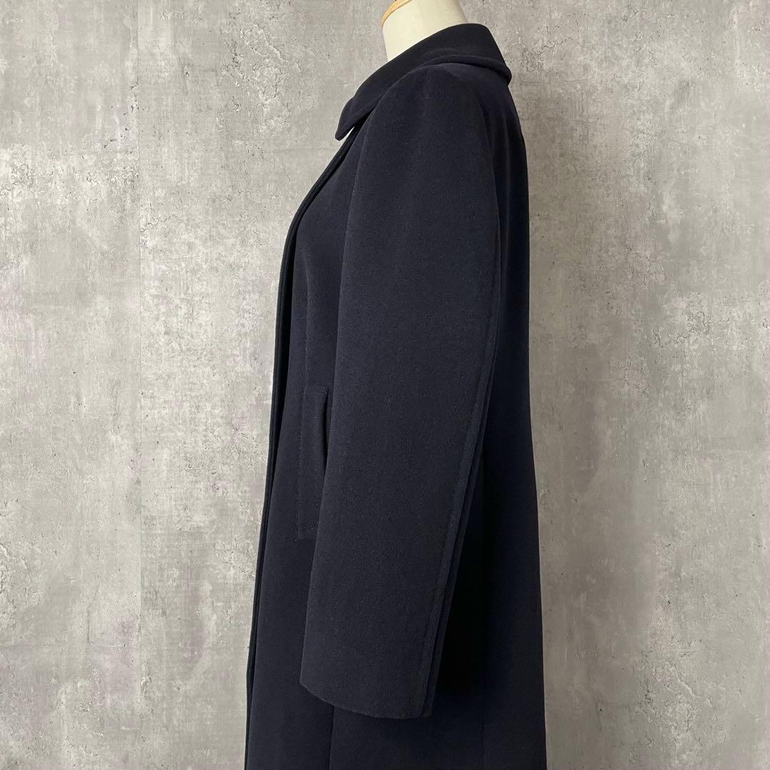 【美品】アクアスキュータム カシミア混 ロングコート ダブルブレスト 紺色 M