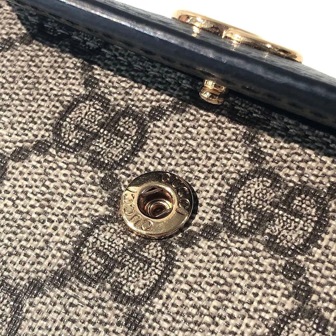 s1675 美品 GUCCI キーケース GG 黒/ベージュ グッチ 箱付き