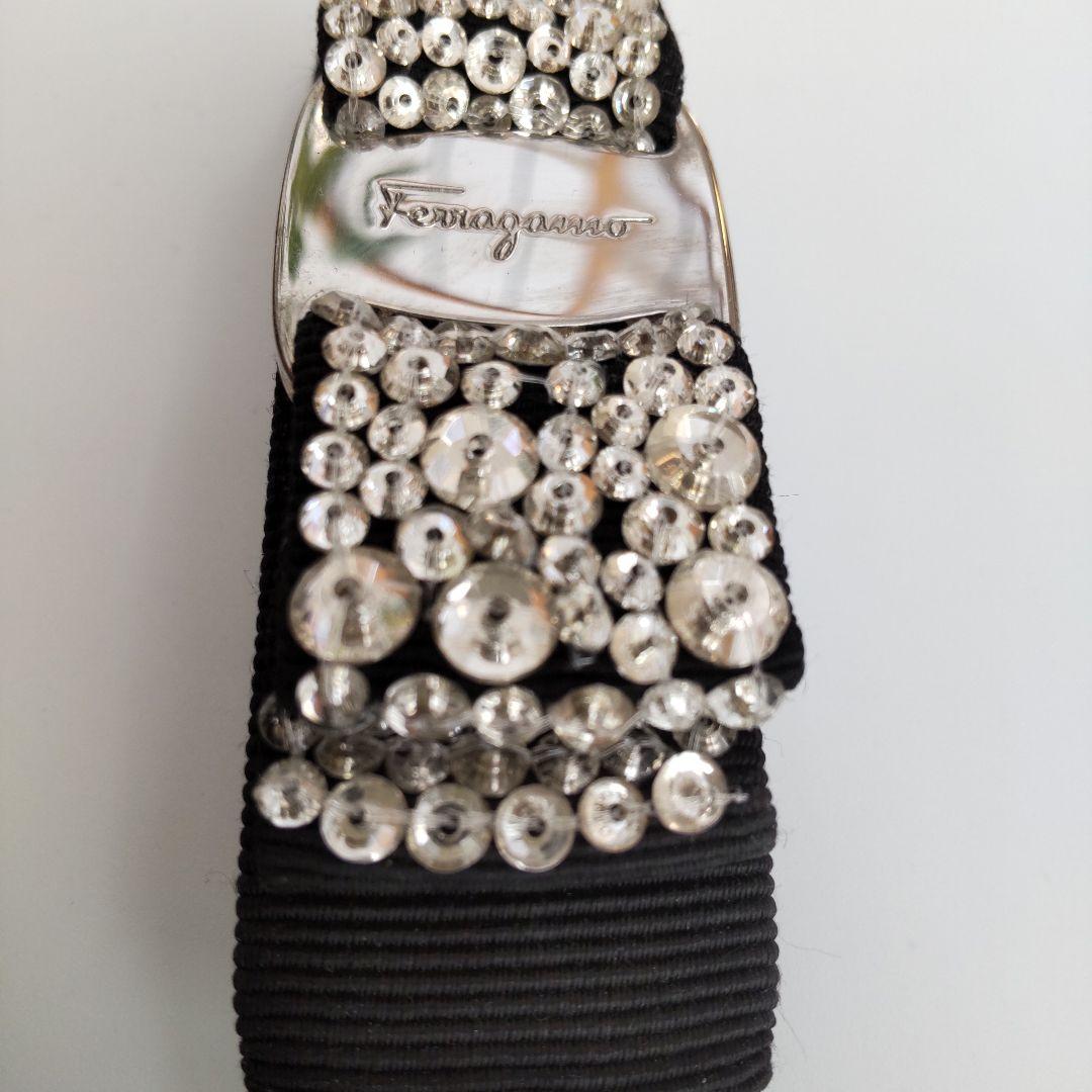 極美品 サルヴァトーレフェラガモ ヴァラ ラインストーン バレッタ