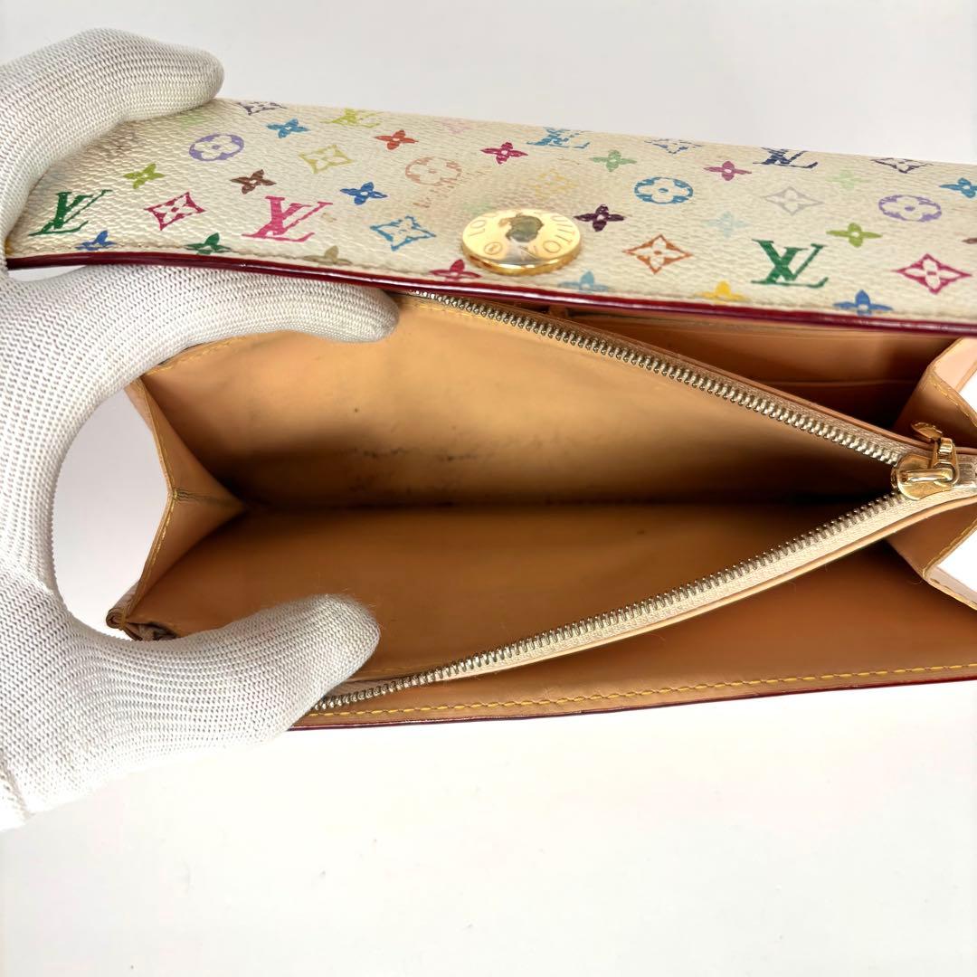 正規品 ルイヴィトン サラ マルチカラー 折り財布 総柄 pvc レザー ボタン