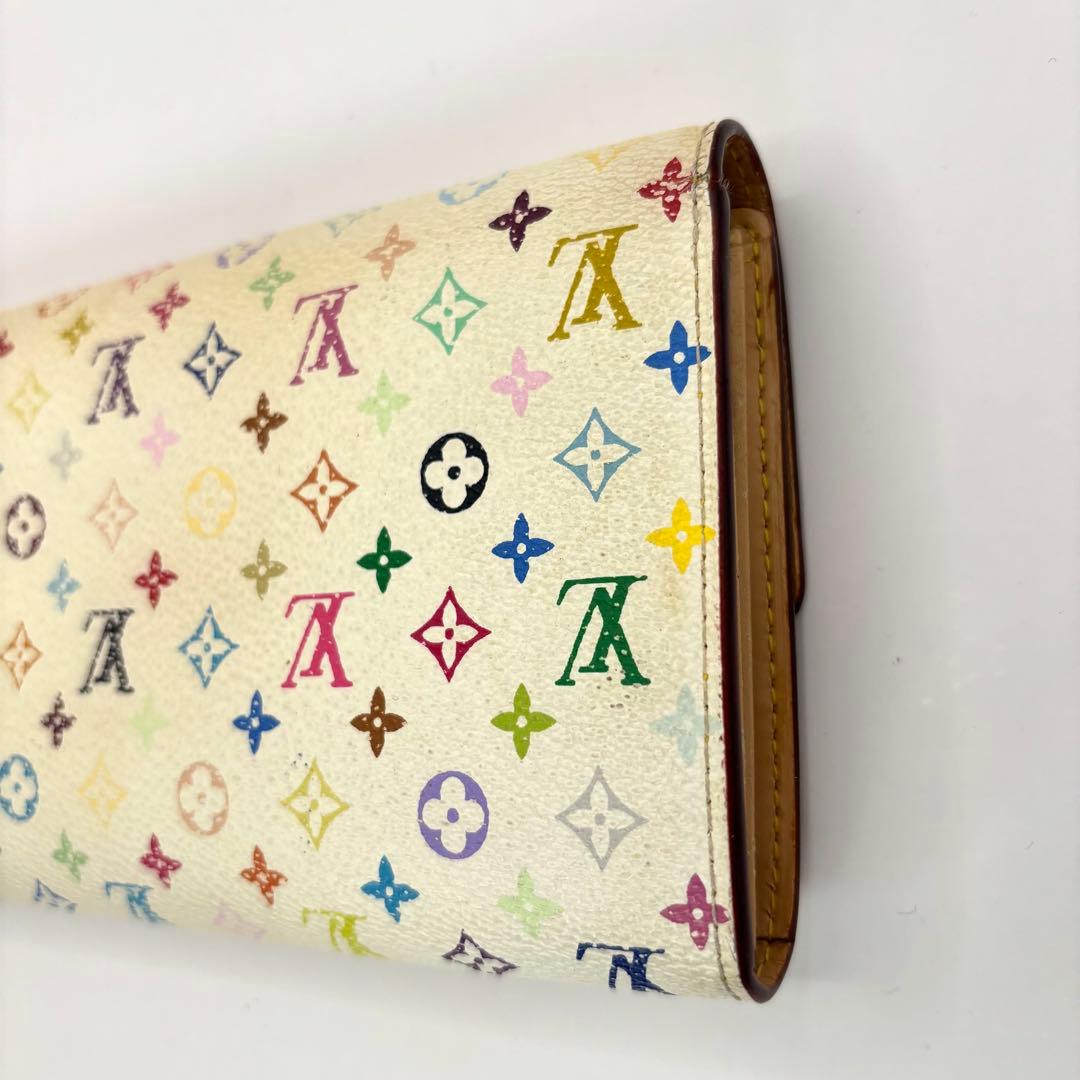 正規品 ルイヴィトン サラ マルチカラー 折り財布 総柄 pvc レザー ボタン