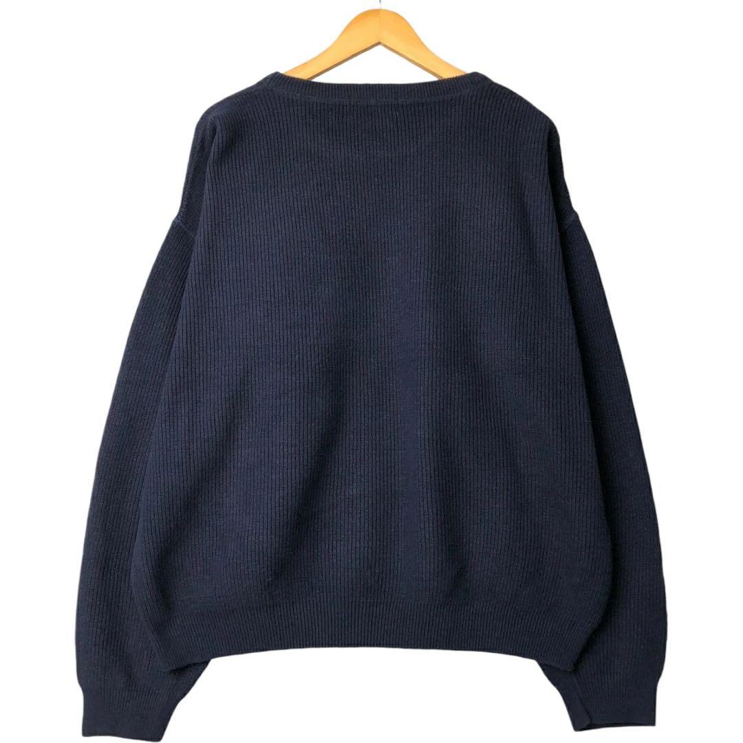 Eddie Bauer USA製 コットンニット 前V ネイビー 無地