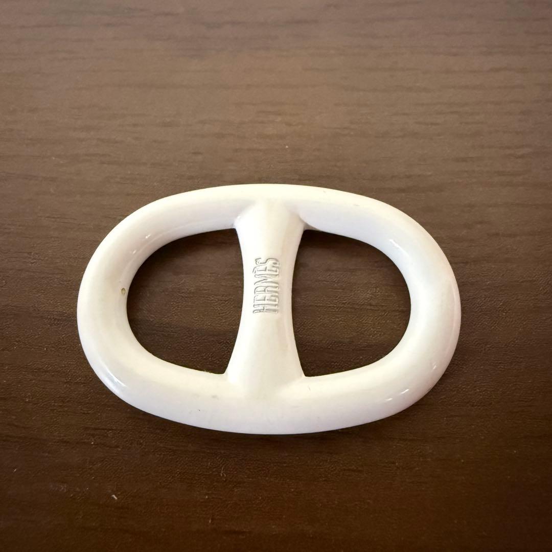 HERMES エルメス シェーヌダンクル スカーフリング ホワイト