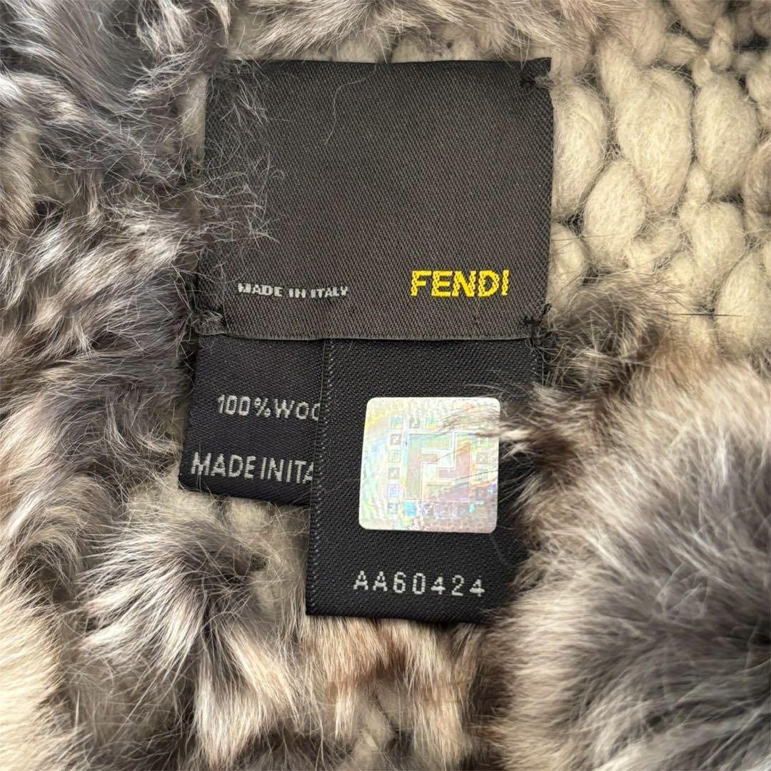 FENDI ファーショール 100%ウール グレー系