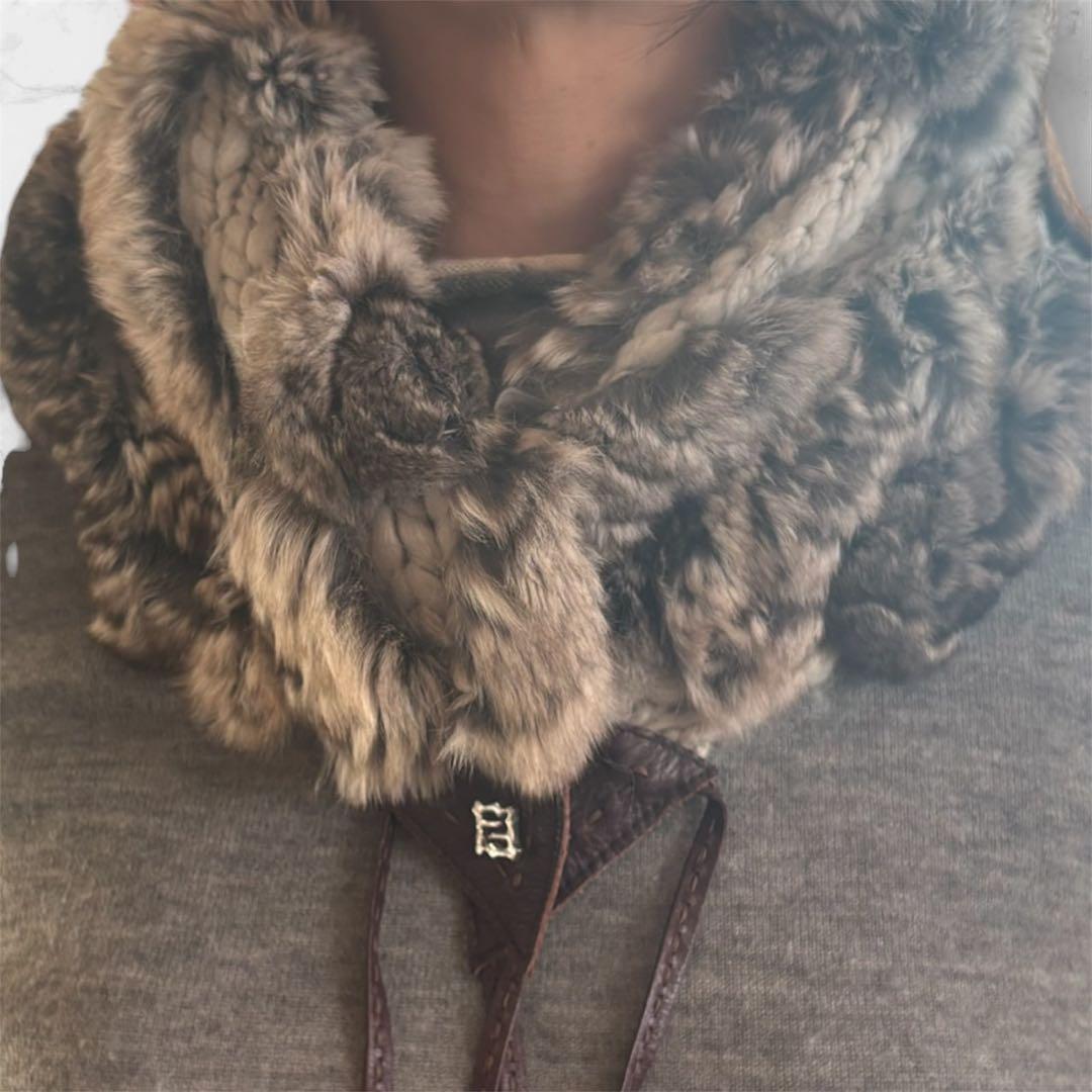 FENDI ファーショール 100%ウール グレー系