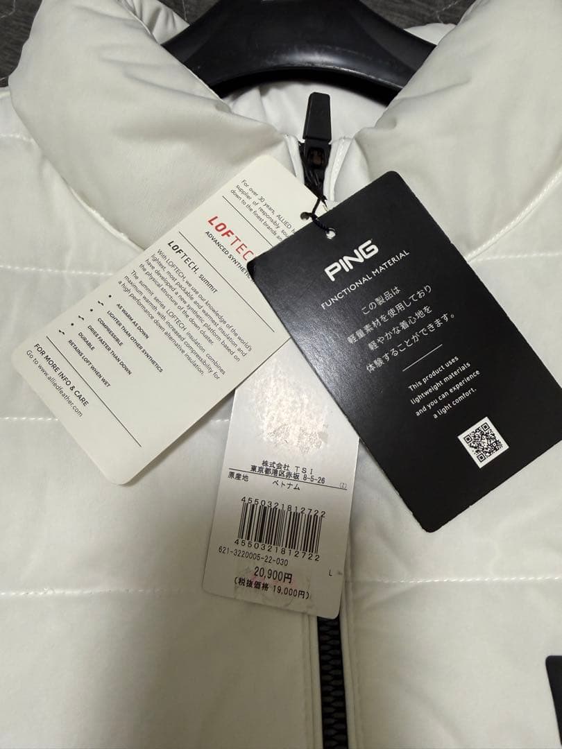【新品】PING ゴルフ用メンズジャケットLサイズ ホワイト