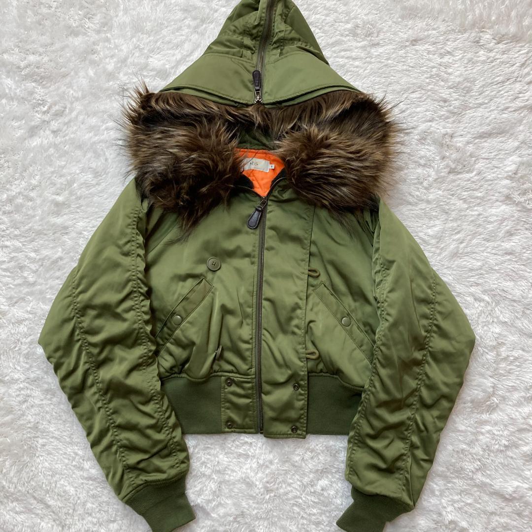 00s y2k 短丈 N2B フライトジャケット S ファー付フード ショート丈