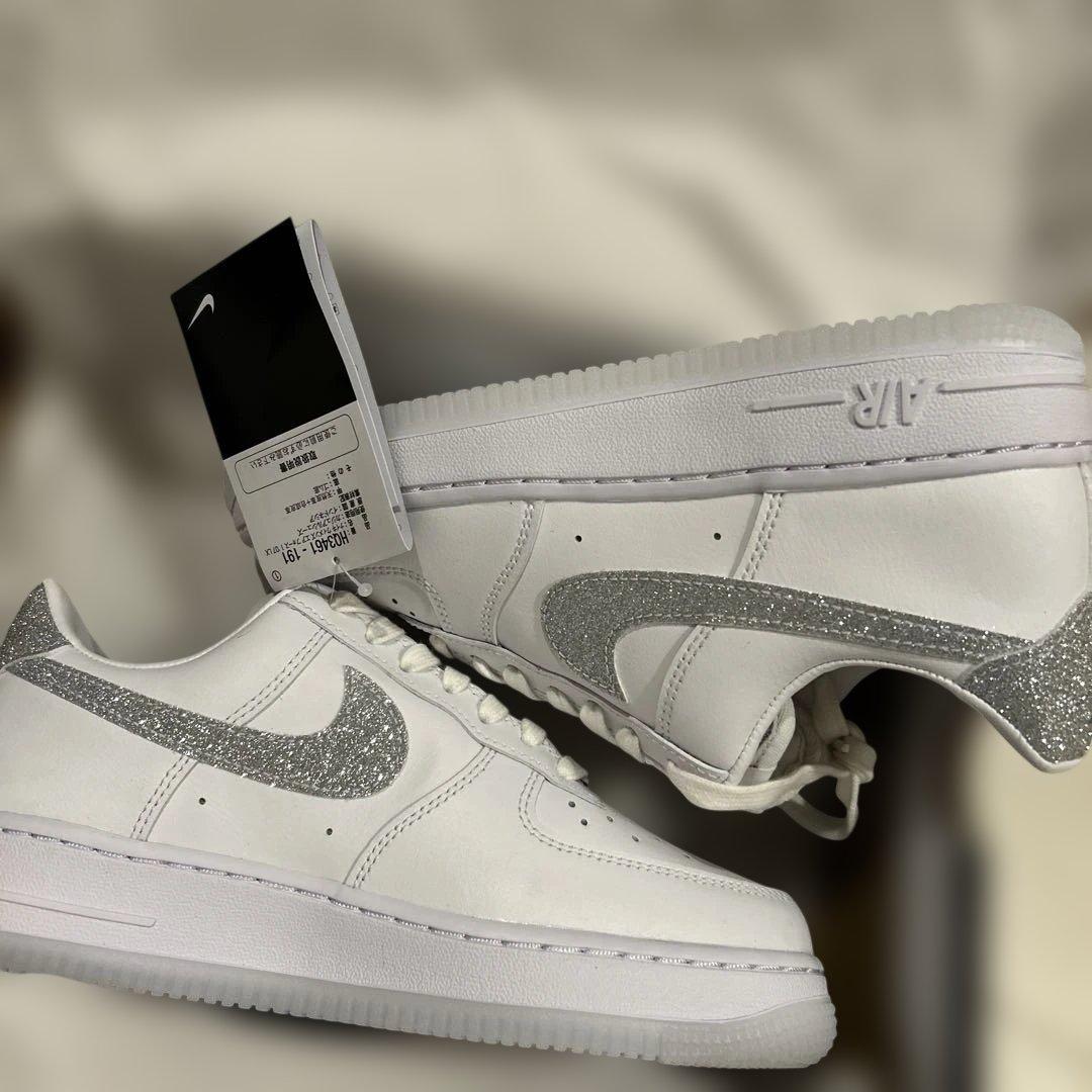 NIKE 23.5 エアフォース1'07 ホワイト クールグレー グリッター