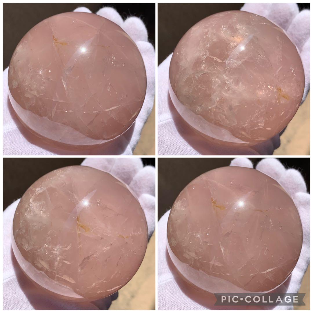 パープルローズクォーツ スター＆虹入り スフィア ブラジル産 天然石