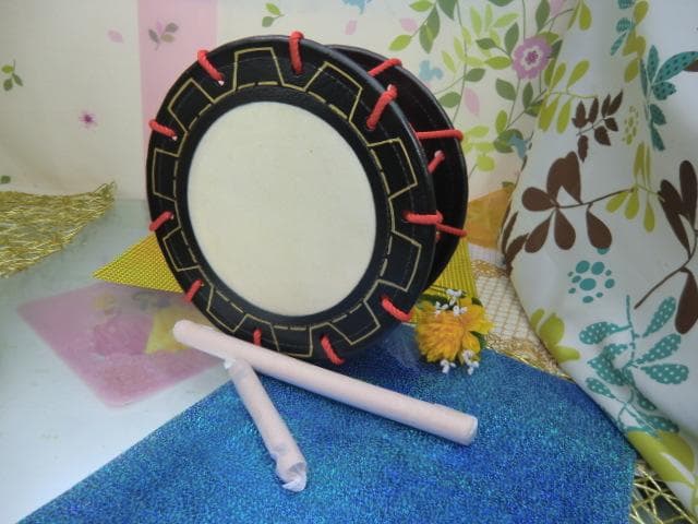 トトロR(送料無料)15.000円　沖縄締め太鼓30cm　　牛革製